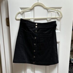 Black Button-Front Skirt